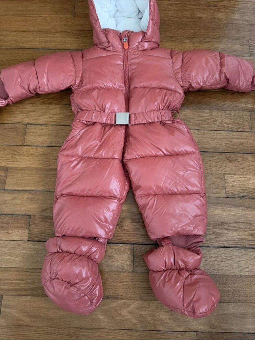 Save The Duck Baby Girls She’ll Quilted Hooded Snowsuit Bloom Pink Size 3-6M - Picture 2 of 9